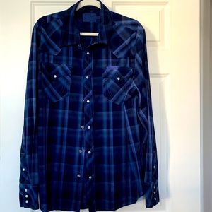 True Religion snap button plaid shirt